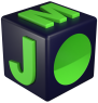 Logo cube bleu et vert JMO